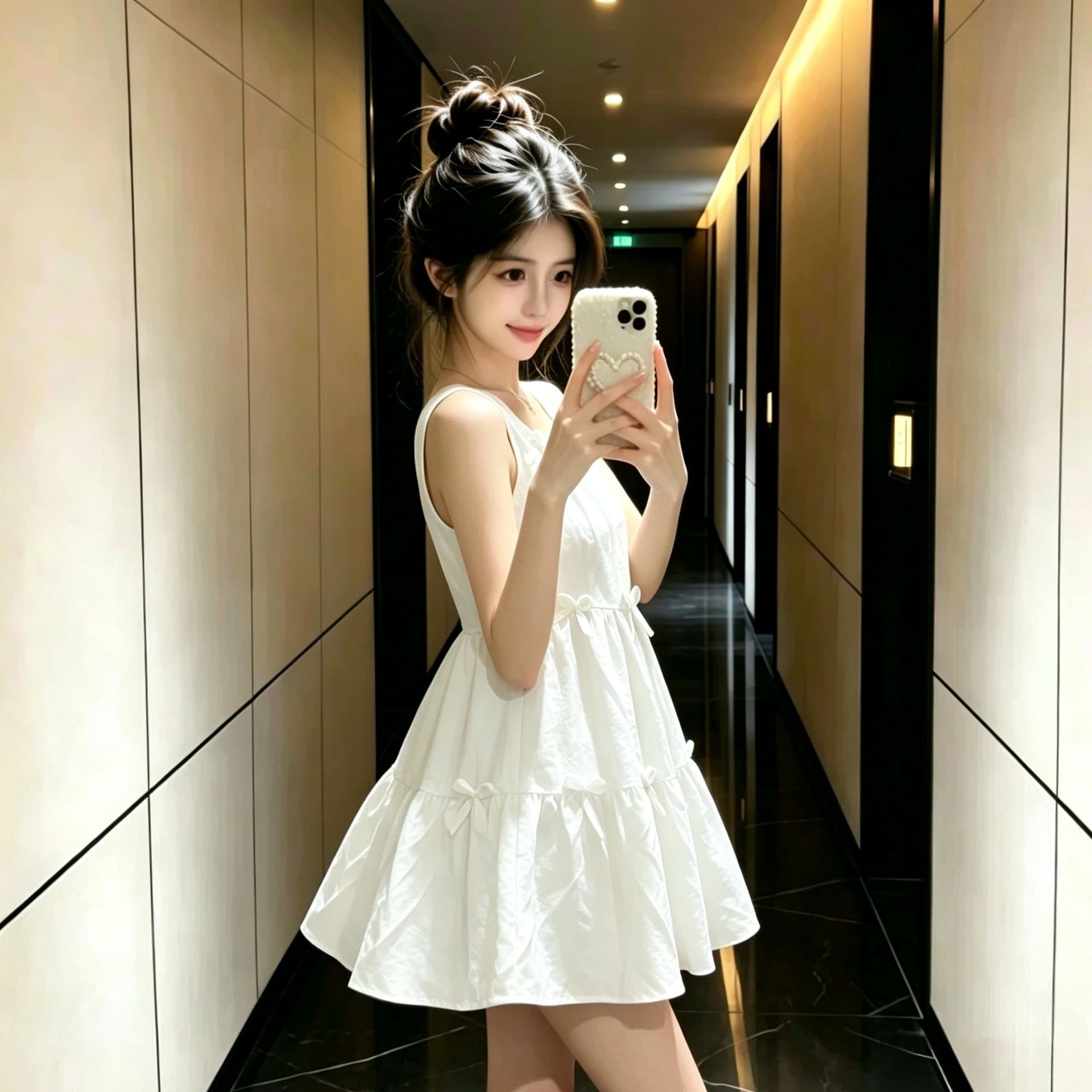 달콤함 나비 매듭 황색 조끼 슬립 여성 드레스 여름 2025 새로운 루즈핏 퍼프 미니 스커트 상세 이미지 18