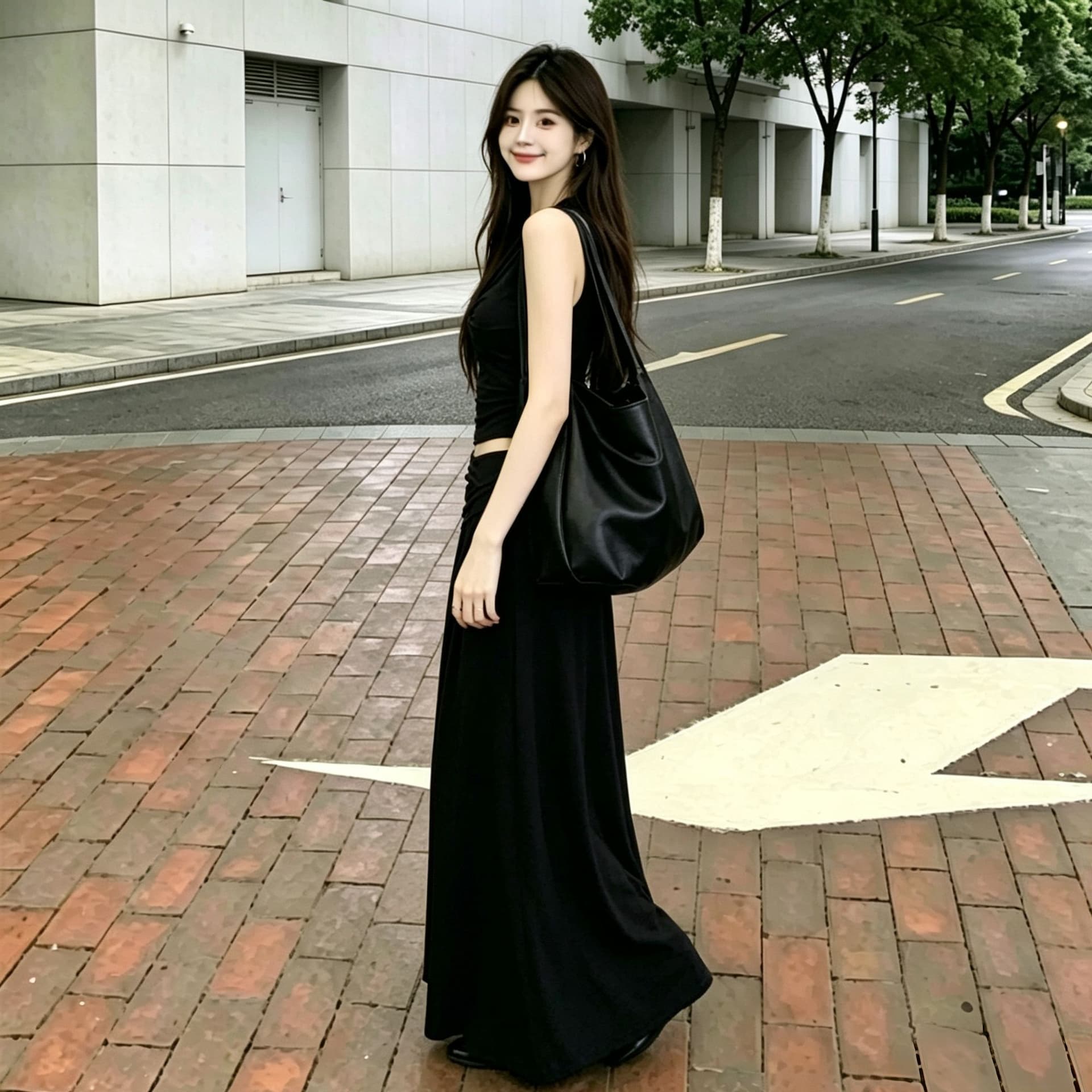 한 부서 순수한 욕망 핫걸 행침 목 V넥 비틀림 조끼 여성 슬림해 보이는 표지 넓적 다리 도루 센스 롱 코트 반신 스커트 투피스 세트 상세 이미지 16