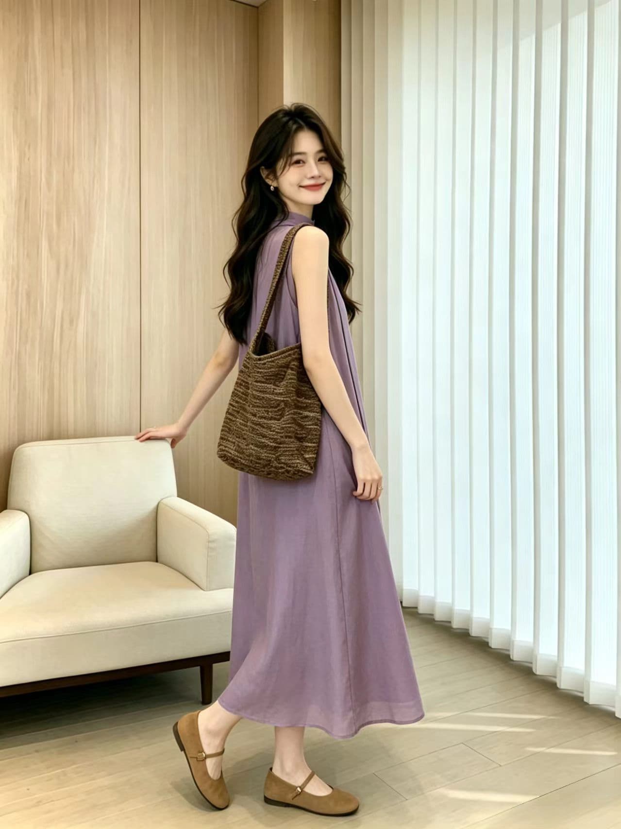 2026 레트로 패션 여름 다용도 디스플레이 풀오버 휴가 캐주얼 민소매 드레스 리본 치마 칼라 대 조끼 상세 이미지 4