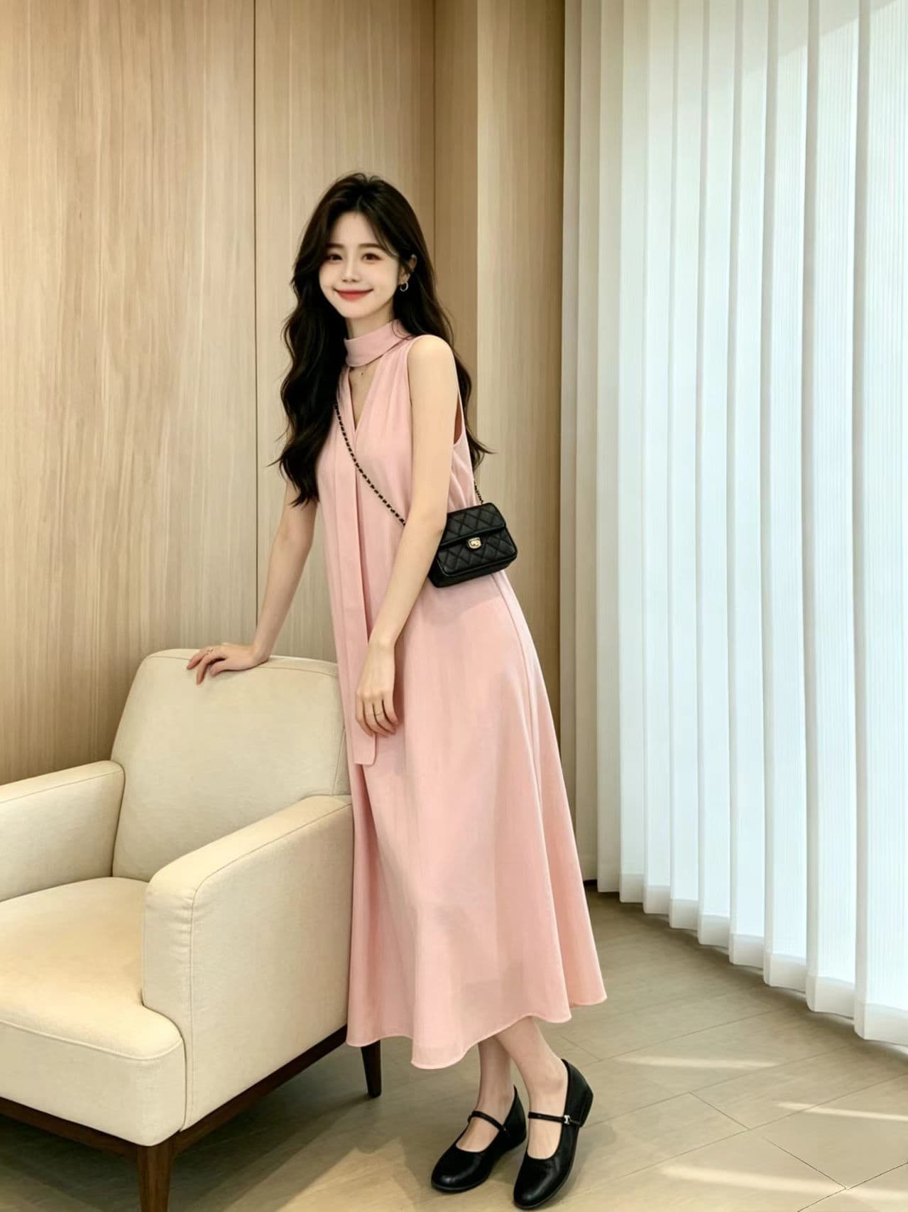 2026 레트로 패션 여름 다용도 디스플레이 풀오버 휴가 캐주얼 민소매 드레스 리본 치마 칼라 대 조끼 상세 이미지 5