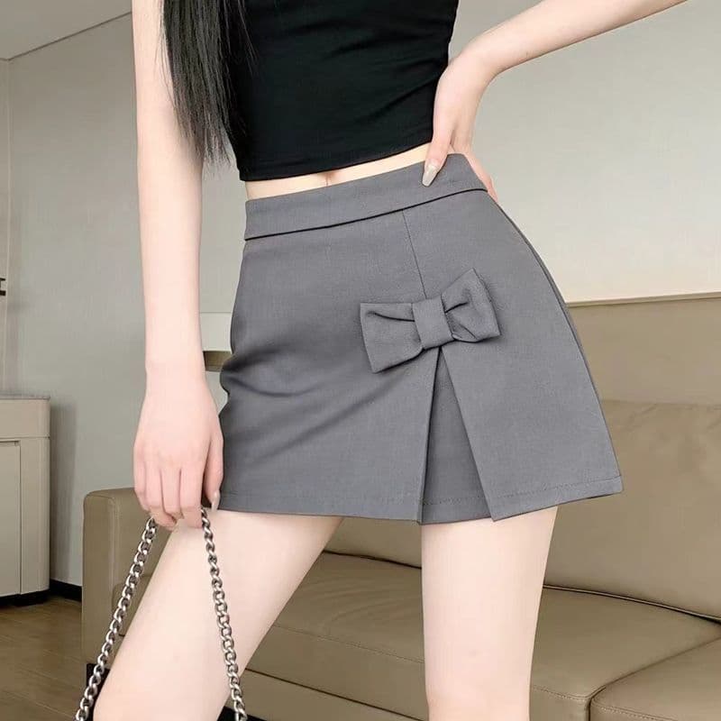 나비 매듭 디자인 센스 반신 치마바지 여성 여름 하이웨이스트 다용도 한 마디 정장 미니 스커트 달콤한 매운맛 바람 트임 타이트 스커트 상세 이미지 15