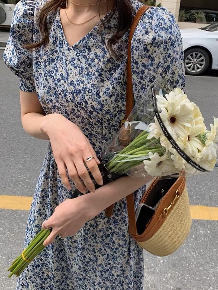 프랑스식 버블 반팔 꽃무늬 드레스 고급 센스 2026 년 새로운 허리 수축 인어 꼬리 스커트 아이들 여름 롱 스커트 상세 이미지 18