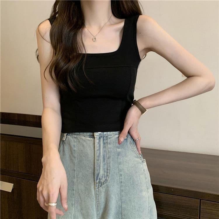 한 부서 다용도 캐미솔 벨트 가슴 패드 몸매 가꾸기 단어 새로운 가져 가라. 외출용 여성 인사이드 민소매 만나는 단색 맨위 이미지 4
