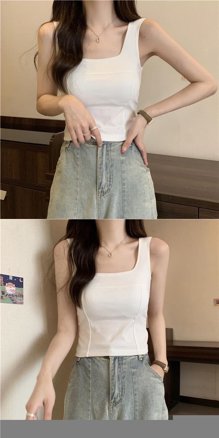 한 부서 다용도 캐미솔 벨트 가슴 패드 몸매 가꾸기 단어 새로운 가져 가라. 외출용 여성 인사이드 민소매 만나는 단색 맨위 상세 이미지 3