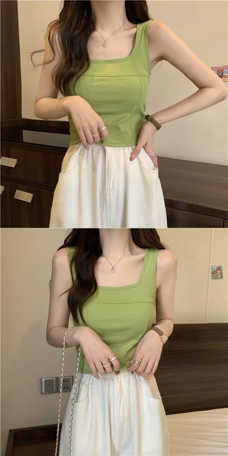 한 부서 다용도 캐미솔 벨트 가슴 패드 몸매 가꾸기 단어 새로운 가져 가라. 외출용 여성 인사이드 민소매 만나는 단색 맨위 상세 이미지 5