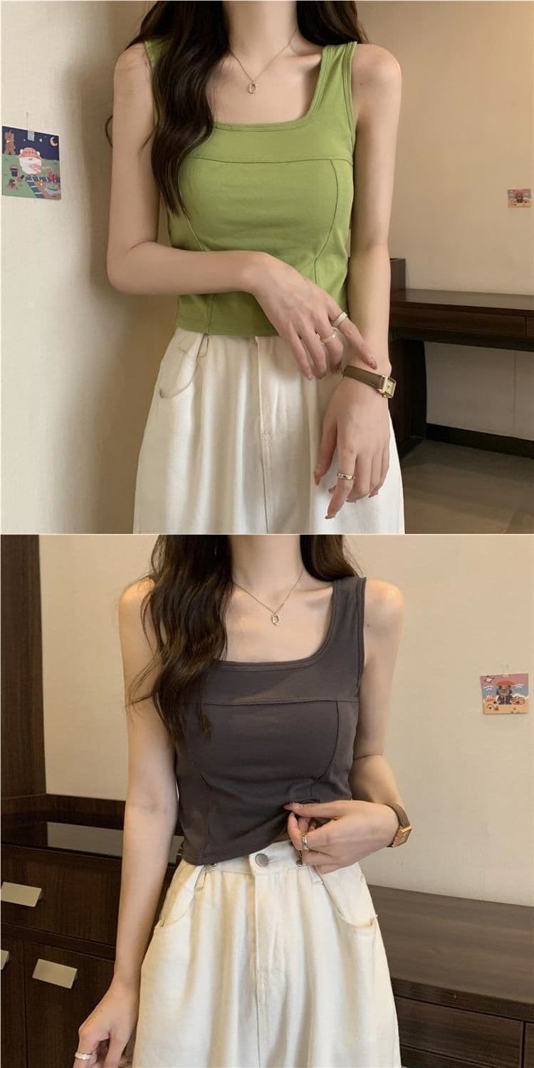 한 부서 다용도 캐미솔 벨트 가슴 패드 몸매 가꾸기 단어 새로운 가져 가라. 외출용 여성 인사이드 민소매 만나는 단색 맨위 상세 이미지 6