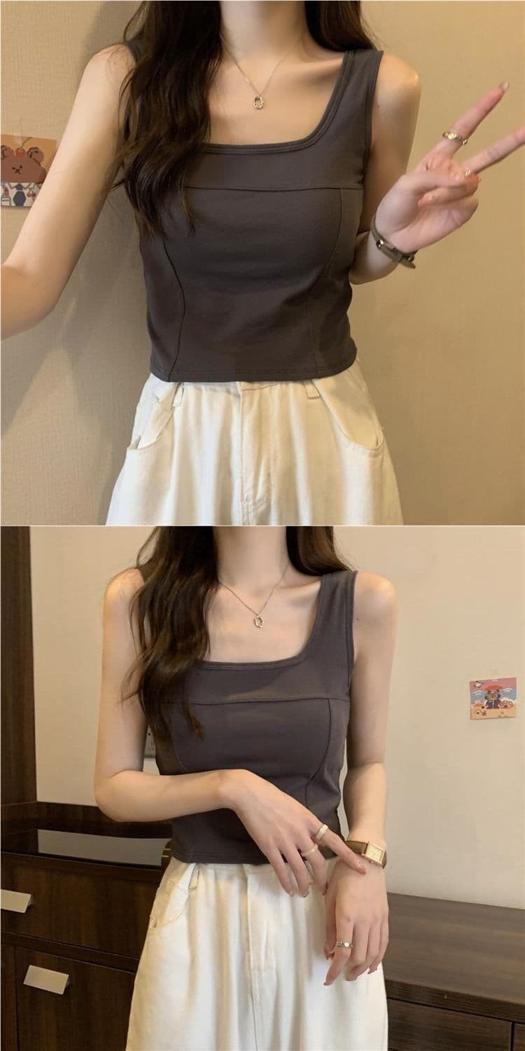한 부서 다용도 캐미솔 벨트 가슴 패드 몸매 가꾸기 단어 새로운 가져 가라. 외출용 여성 인사이드 민소매 만나는 단색 맨위 상세 이미지 8