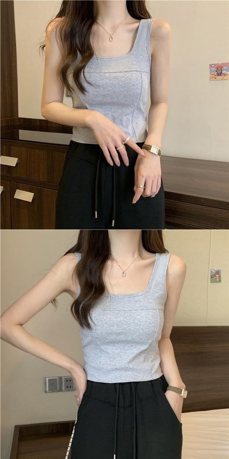 한 부서 다용도 캐미솔 벨트 가슴 패드 몸매 가꾸기 단어 새로운 가져 가라. 외출용 여성 인사이드 민소매 만나는 단색 맨위 상세 이미지 9