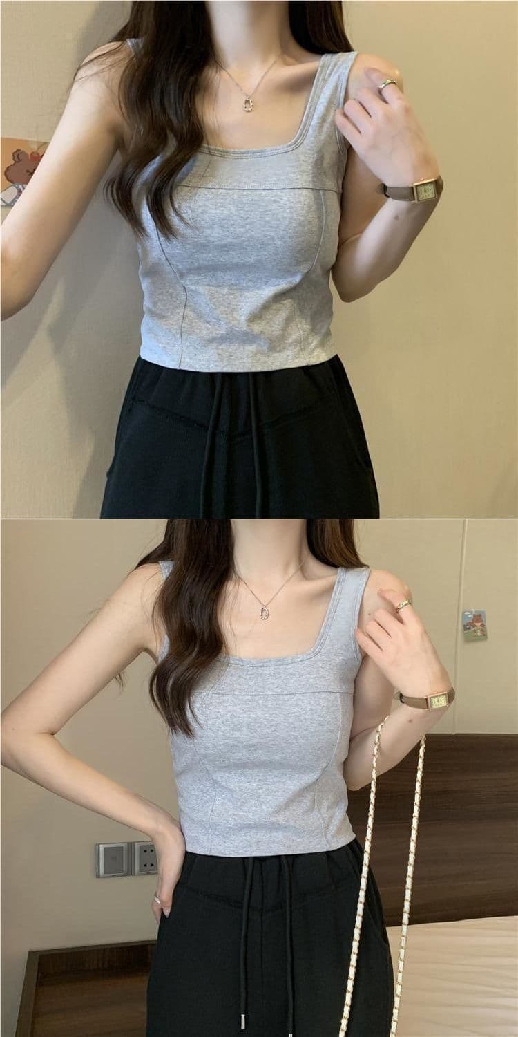 한 부서 다용도 캐미솔 벨트 가슴 패드 몸매 가꾸기 단어 새로운 가져 가라. 외출용 여성 인사이드 민소매 만나는 단색 맨위 상세 이미지 10