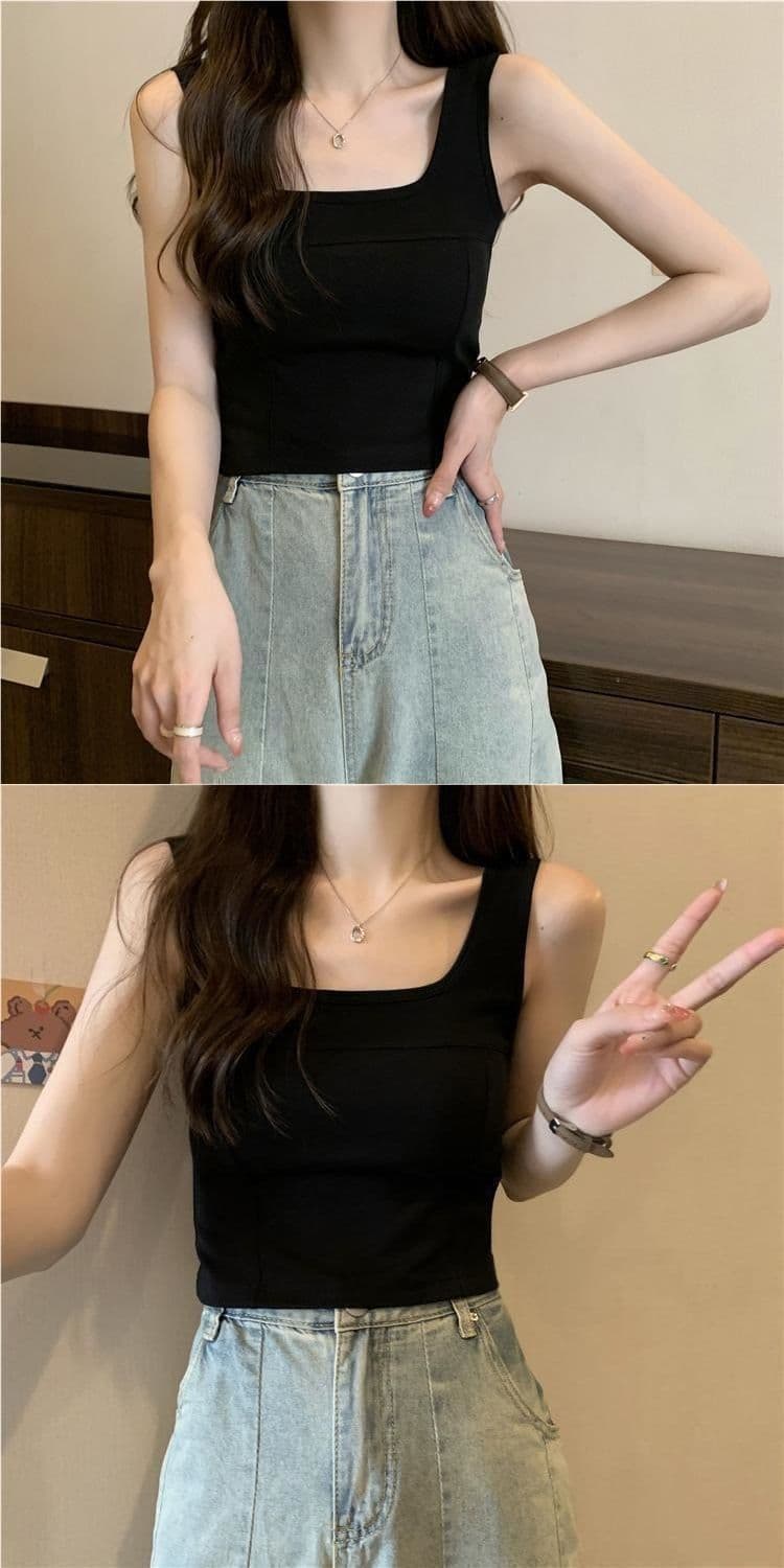 한 부서 다용도 캐미솔 벨트 가슴 패드 몸매 가꾸기 단어 새로운 가져 가라. 외출용 여성 인사이드 민소매 만나는 단색 맨위 상세 이미지 11