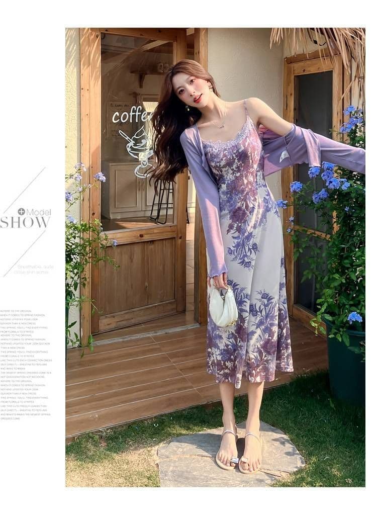 오즈의 마법사 마이크로 지방 mm 새로운 중식 꽃 슬립 드레스 오픈 가디건 빅 사이즈 세트 그룹 상세 이미지 4
