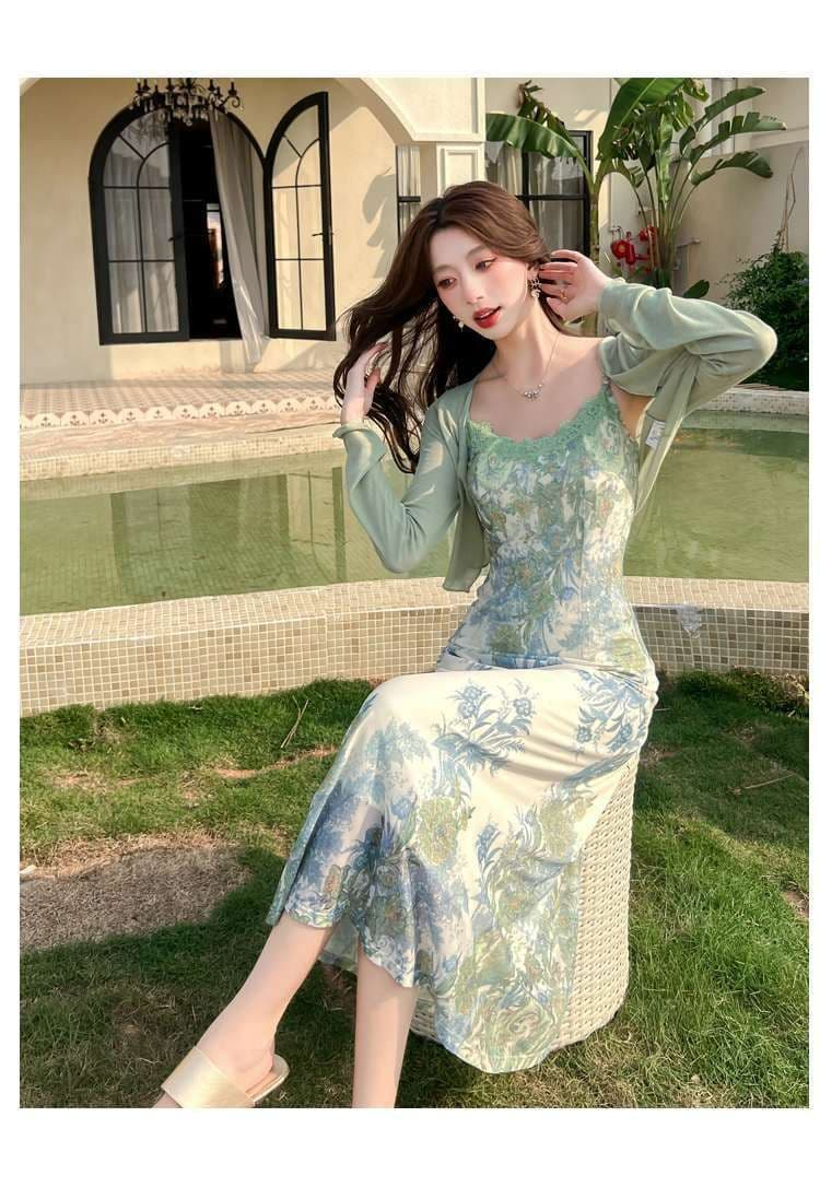 오즈의 마법사 마이크로 지방 mm 새로운 중식 꽃 슬립 드레스 오픈 가디건 빅 사이즈 세트 그룹 상세 이미지 10