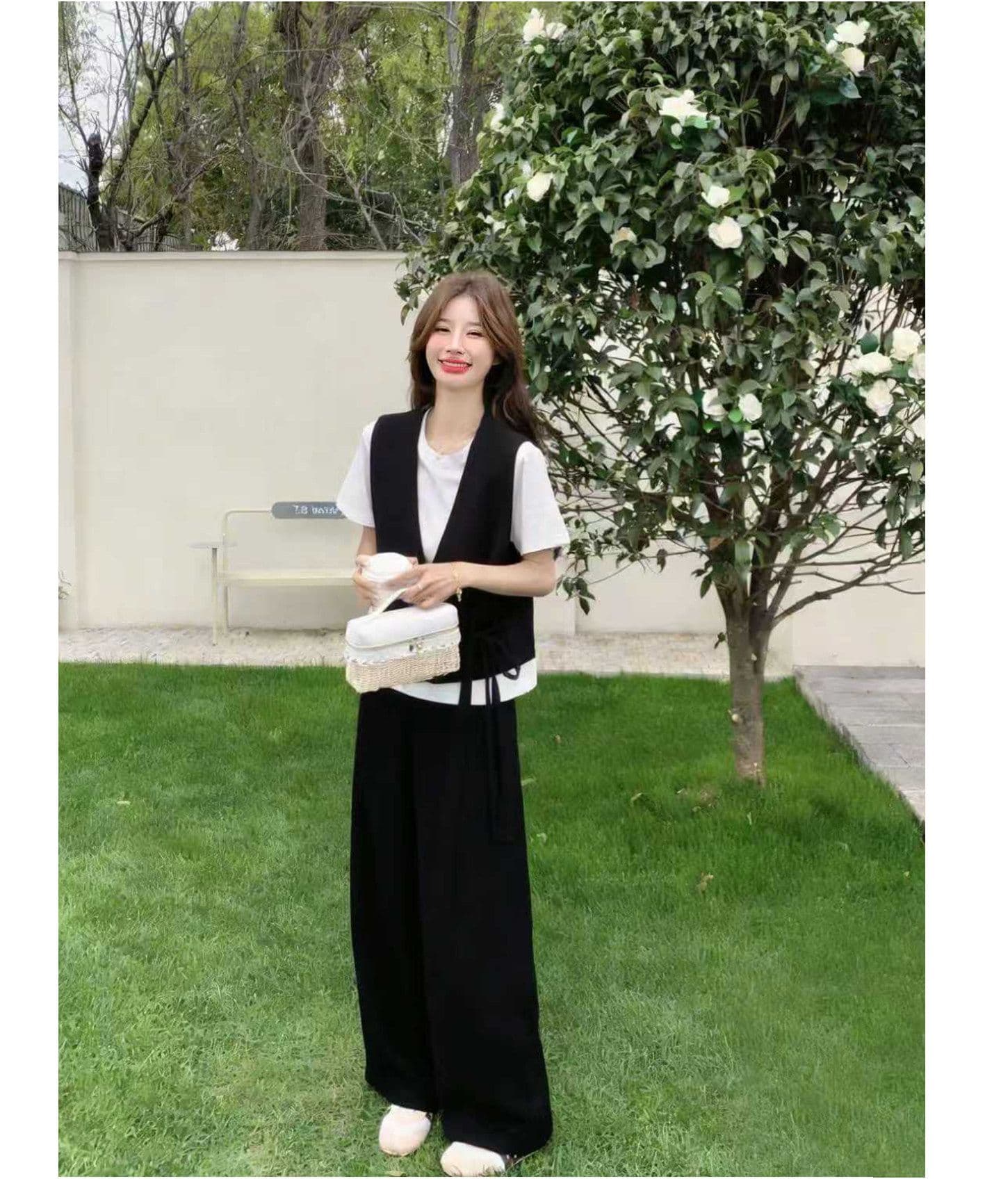 미니멀리즘 캐주얼 바람 베스트 와이드 레그 팬츠 두 조각 여성 세트 여름 새로운 패션 슬림해 보이는 품격 연령 감소 세트 상세 이미지 44