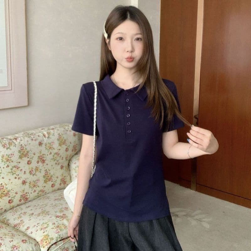 92 면 8 암모니아 200 kg 빅 사이즈 여성 의류 지방 mm 여름 새로운 POLO 칼라 반팔 티셔츠 맨위 이미지 3