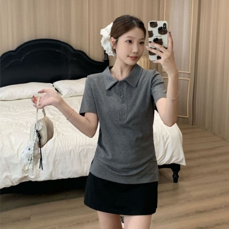 92 면 8 암모니아 200 kg 빅 사이즈 여성 의류 지방 mm 여름 새로운 POLO 칼라 반팔 티셔츠 맨위 이미지 5
