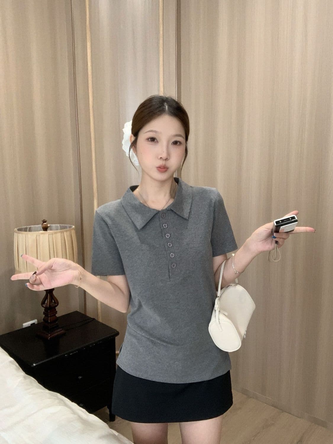92 면 8 암모니아 200 kg 빅 사이즈 여성 의류 지방 mm 여름 새로운 POLO 칼라 반팔 티셔츠 맨위 상세 이미지 13