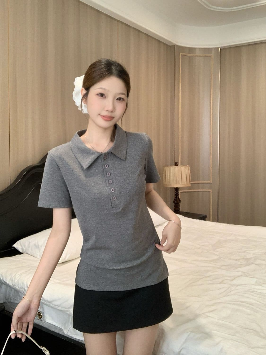 92 면 8 암모니아 200 kg 빅 사이즈 여성 의류 지방 mm 여름 새로운 POLO 칼라 반팔 티셔츠 맨위 상세 이미지 14
