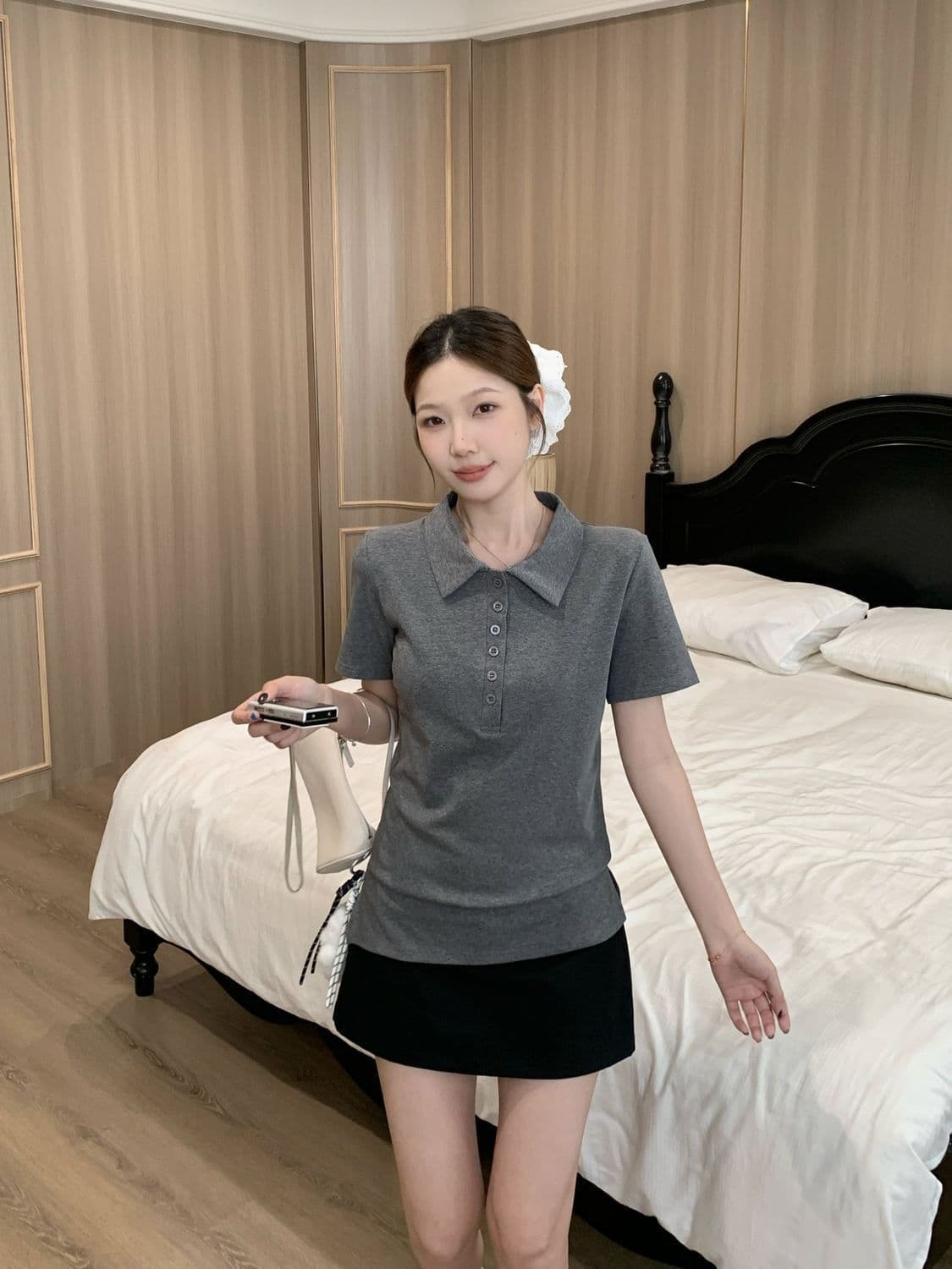 92 면 8 암모니아 200 kg 빅 사이즈 여성 의류 지방 mm 여름 새로운 POLO 칼라 반팔 티셔츠 맨위 상세 이미지 16