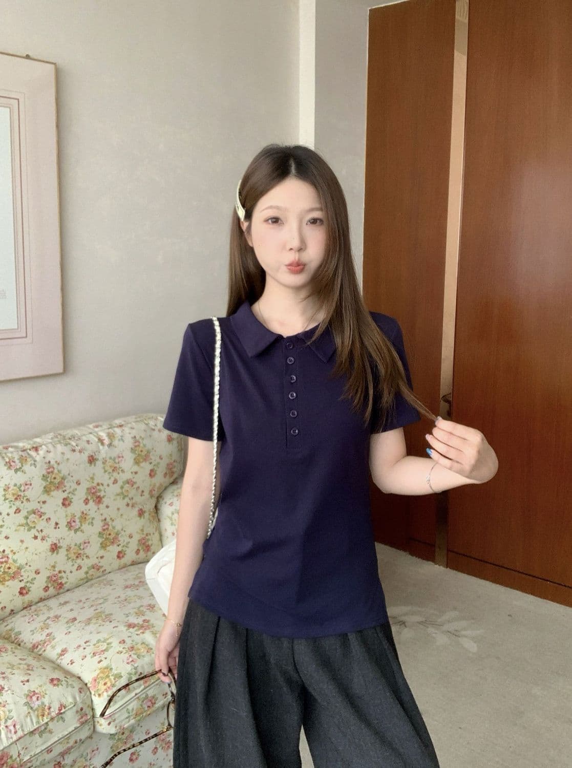 92 면 8 암모니아 200 kg 빅 사이즈 여성 의류 지방 mm 여름 새로운 POLO 칼라 반팔 티셔츠 맨위 상세 이미지 19