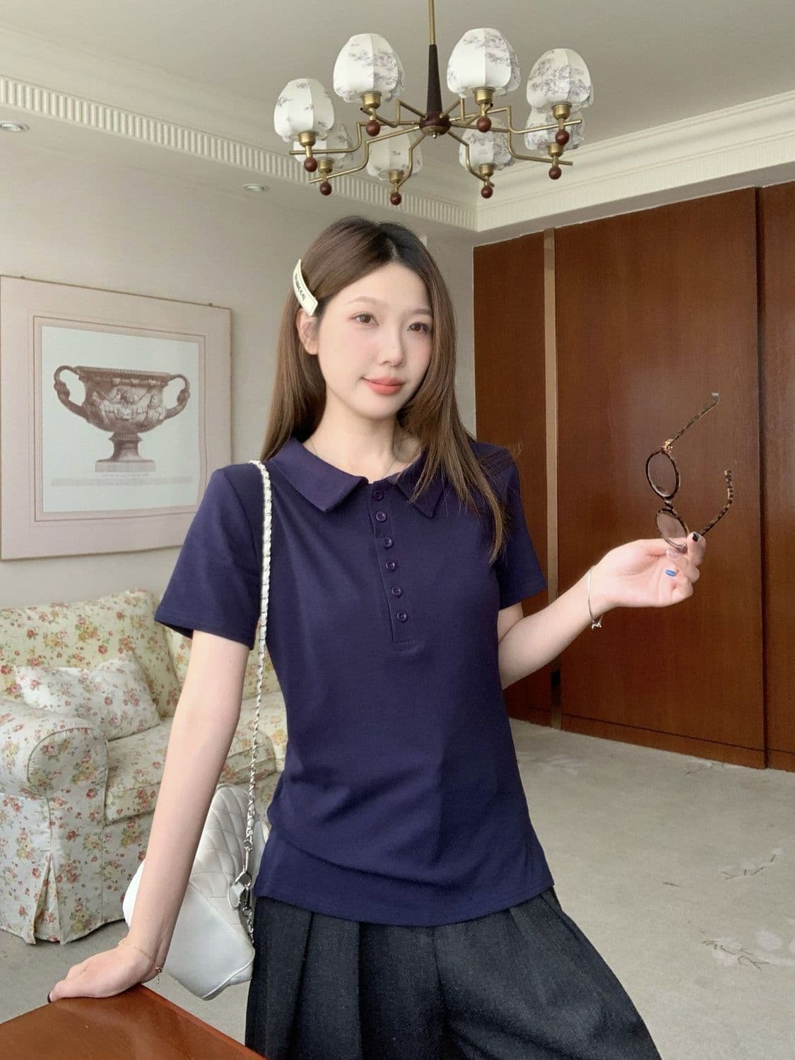 92 면 8 암모니아 200 kg 빅 사이즈 여성 의류 지방 mm 여름 새로운 POLO 칼라 반팔 티셔츠 맨위 상세 이미지 22