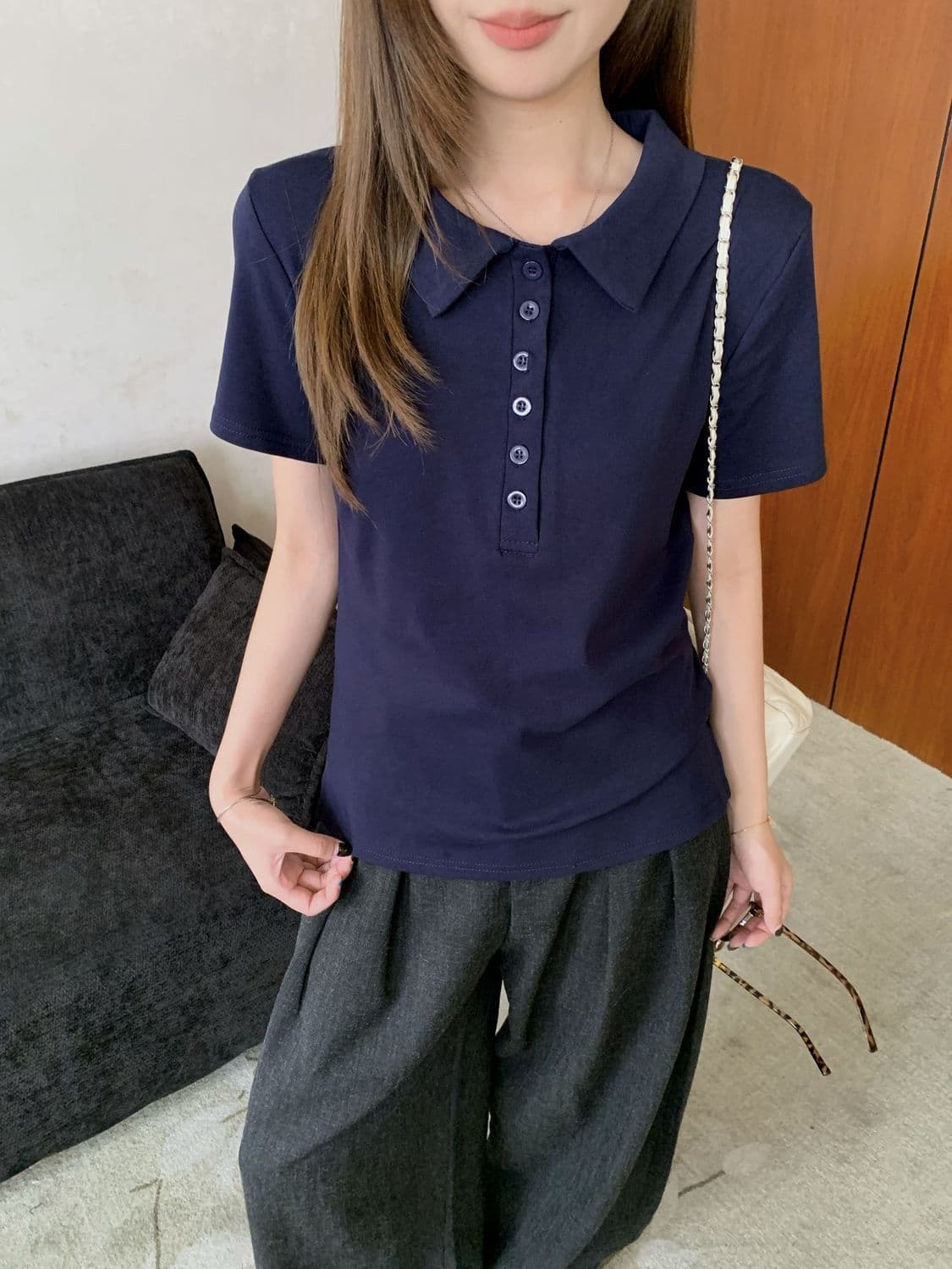 92 면 8 암모니아 200 kg 빅 사이즈 여성 의류 지방 mm 여름 새로운 POLO 칼라 반팔 티셔츠 맨위 상세 이미지 25