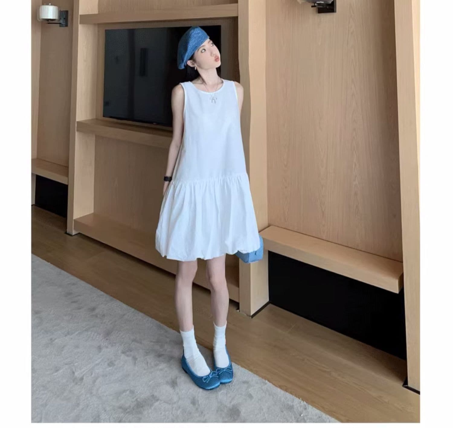 작은 대중 디자인 센스 프랑스식 화이트 여성 드레스 여름 2026 새로운 작은 키 민소매 조끼 꽃밭 미니 스커트 상세 이미지 15