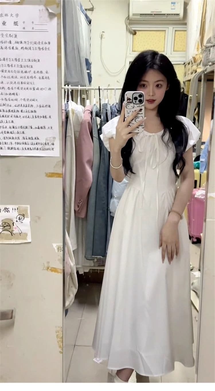 첫사랑 샤오 바이 치마 프랑스식 거품 소매 드레스 아이들 여름 2026 새로운 작은 키 고급 센스 길다 치마 상세 이미지 5