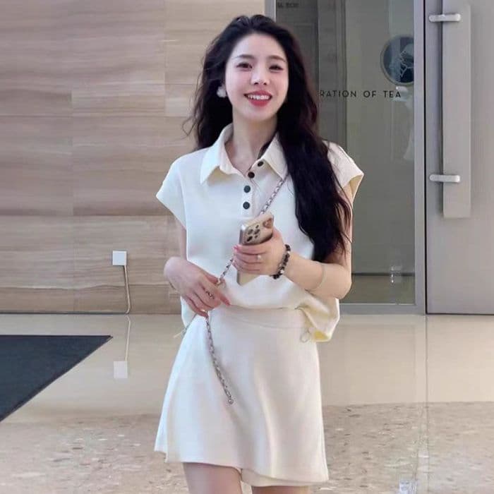 연령 감소 코디 전체 집합 여름 드레스 다용도 패션 세트 작은 대중 밑단 반팔 맨위 하이웨이스트 바지 투피스 세트 상세 이미지 4