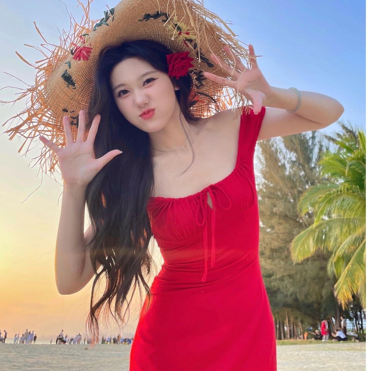 순수한 욕망 작은 키 보트넥 펌프 로프 빨간색 슬립 여성 드레스 여름 태국 해변가 휴가 핫걸 미니 스커트 이미지 2