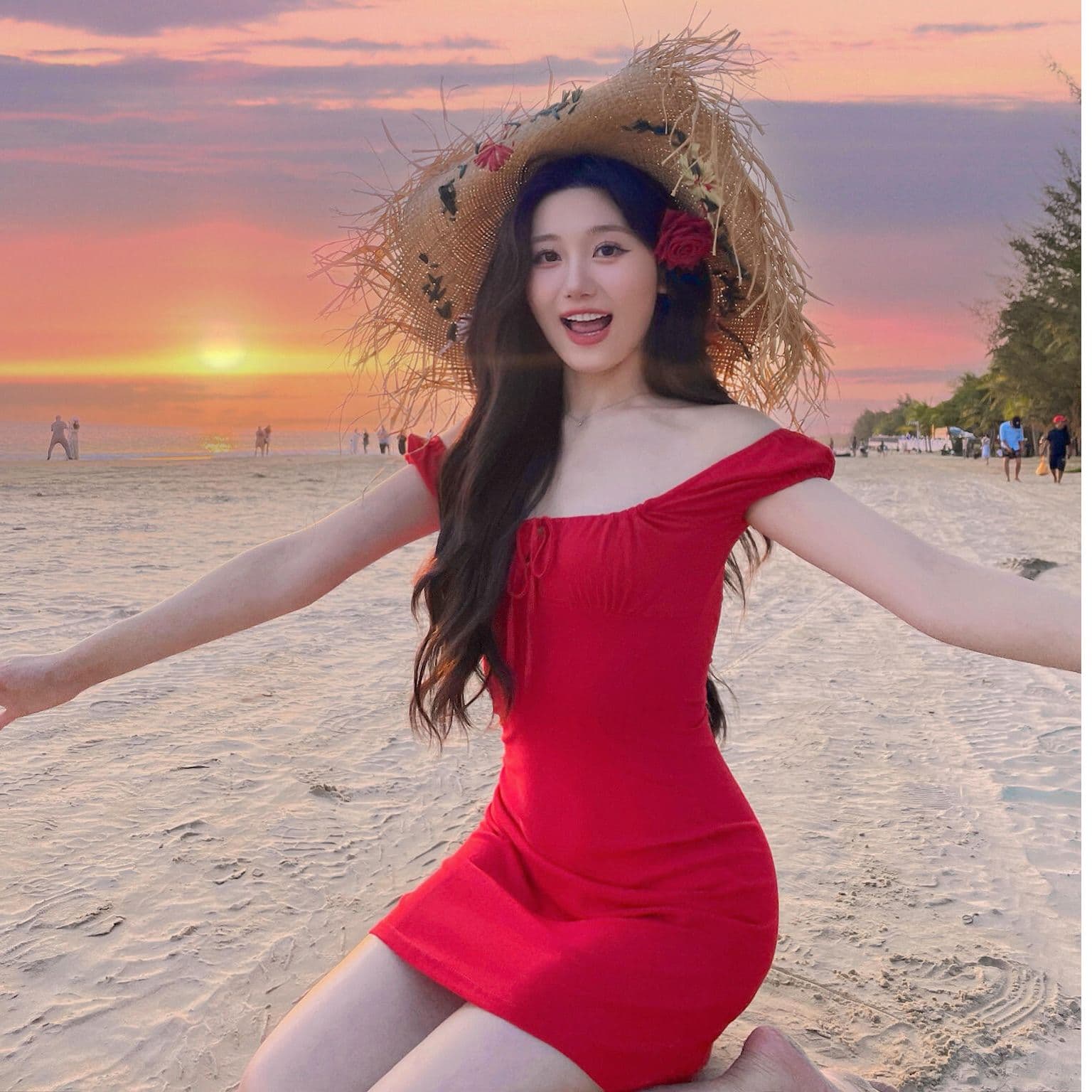 순수한 욕망 작은 키 보트넥 펌프 로프 빨간색 슬립 여성 드레스 여름 태국 해변가 휴가 핫걸 미니 스커트 이미지 5