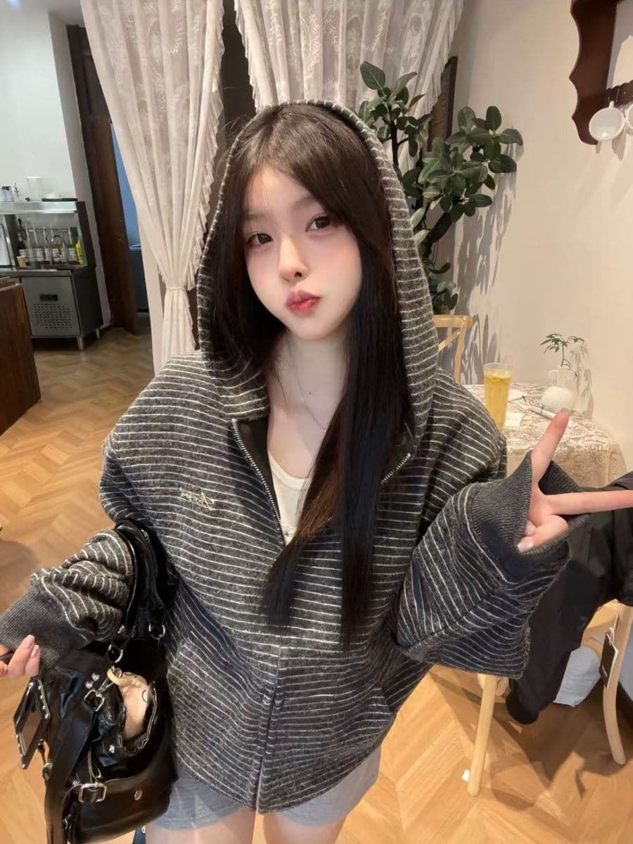 원본 솜씨 원본 원단 자수 소매 구멍 압력 라인 순수한 Mianhua 면 복합 패션 털털 재킷 상세 이미지 1