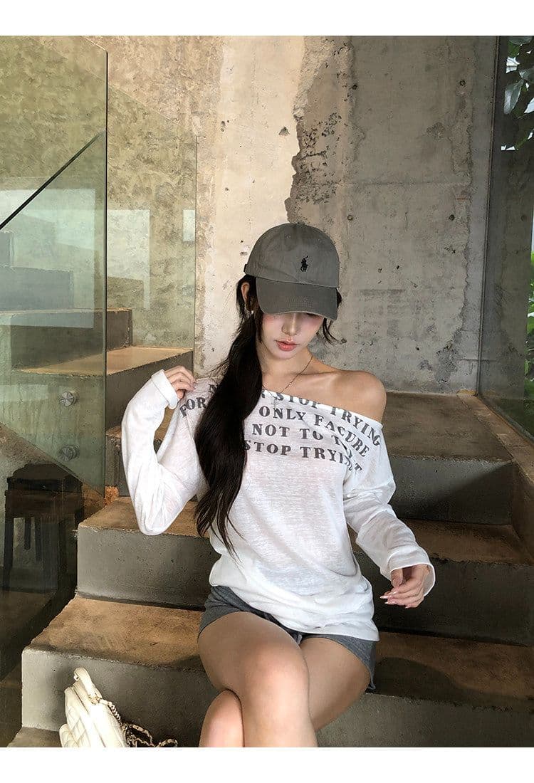 라이 경기 서울 눈꽃 면 자외선 차단 블라우스 여성 여름 긴팔 티셔츠 핫걸 화이트 오프숄더 비스듬한 어깨 의류 상세 이미지 8