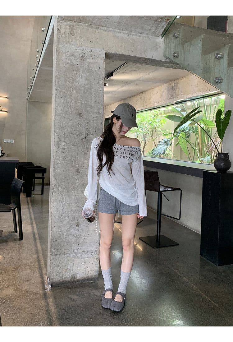라이 경기 서울 눈꽃 면 자외선 차단 블라우스 여성 여름 긴팔 티셔츠 핫걸 화이트 오프숄더 비스듬한 어깨 의류 상세 이미지 17