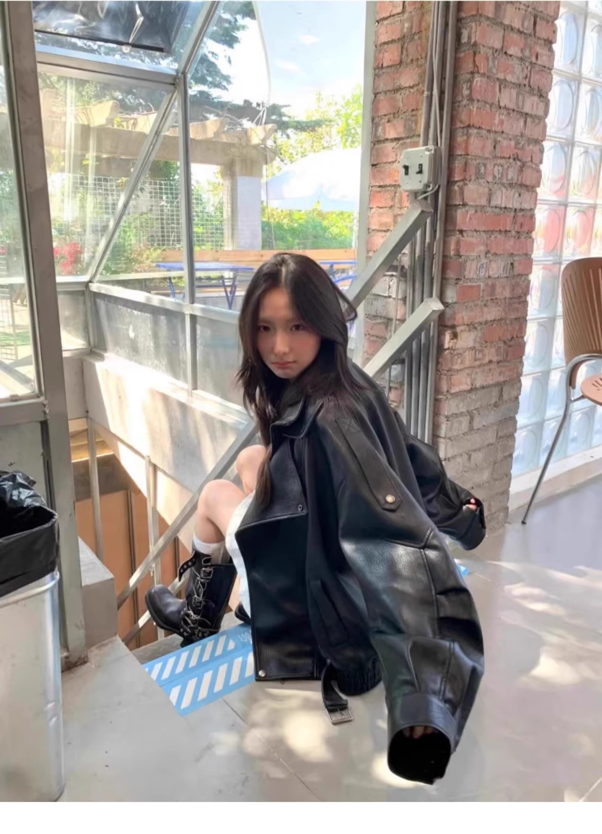 유럽 상품 레트로 고급 센스 가죽 재킷 여성 코트 2026 년 이른 가을 새로운 디자인 센스 pu 재킷 오토바이 서비스 맨위 상세 이미지 7