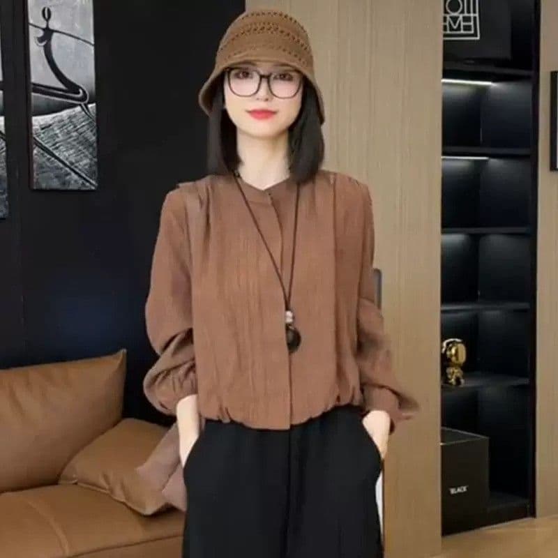 이른 가을 질감 센스 긴팔 셔츠 봄 드레스 2026 년 새로운 작은 셔츠 여성 이른 봄 착용 가져 가라. 고급 센스 맨위 트렌디 이미지 2