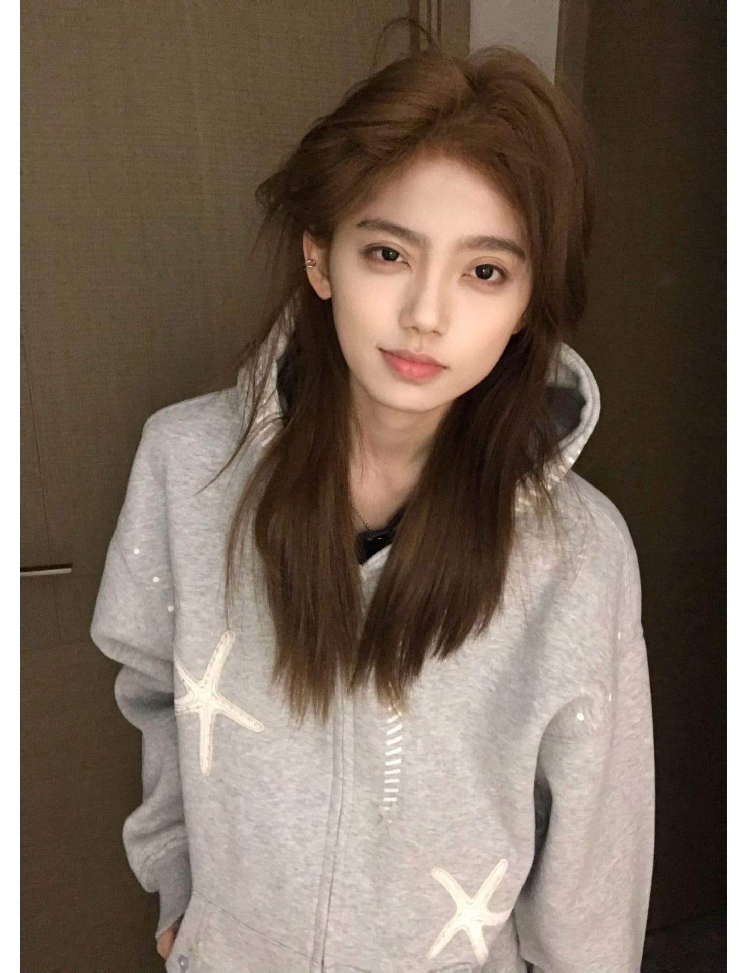 얇은 스타일 이후 패키지 칼라 순수한 Mianhua 면 복합 후드티 여성 이미지 2