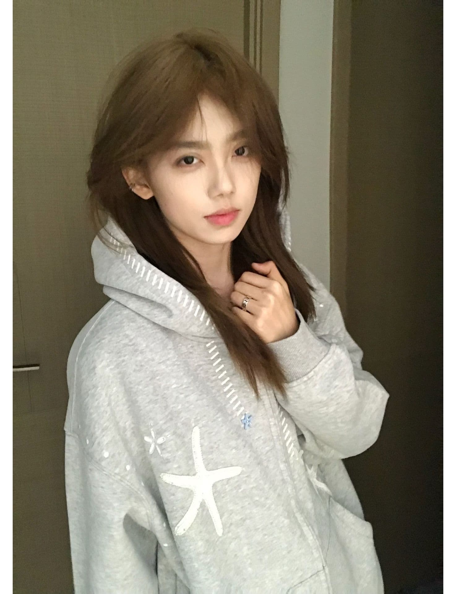 얇은 스타일 이후 패키지 칼라 순수한 Mianhua 면 복합 후드티 여성 이미지 4