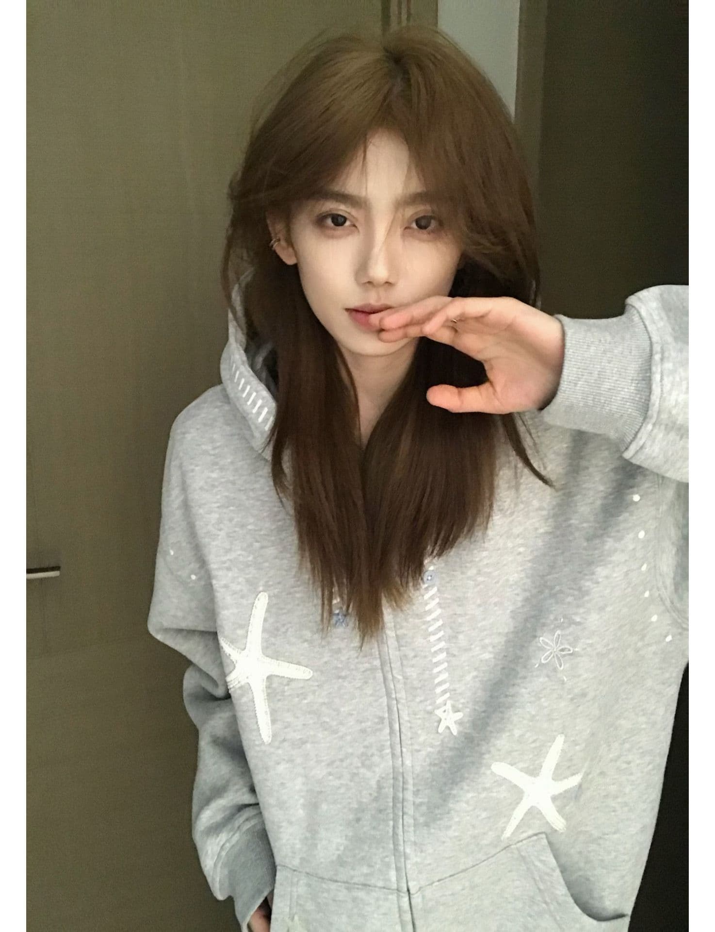 얇은 스타일 이후 패키지 칼라 순수한 Mianhua 면 복합 후드티 여성 상세 이미지 2