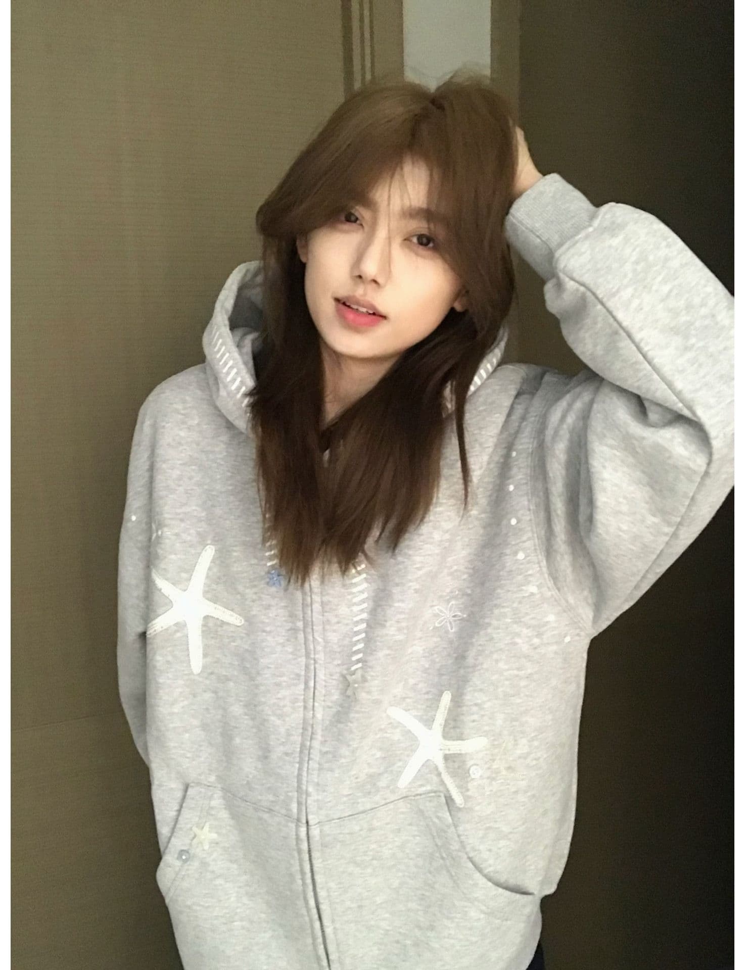 얇은 스타일 이후 패키지 칼라 순수한 Mianhua 면 복합 후드티 여성 상세 이미지 4
