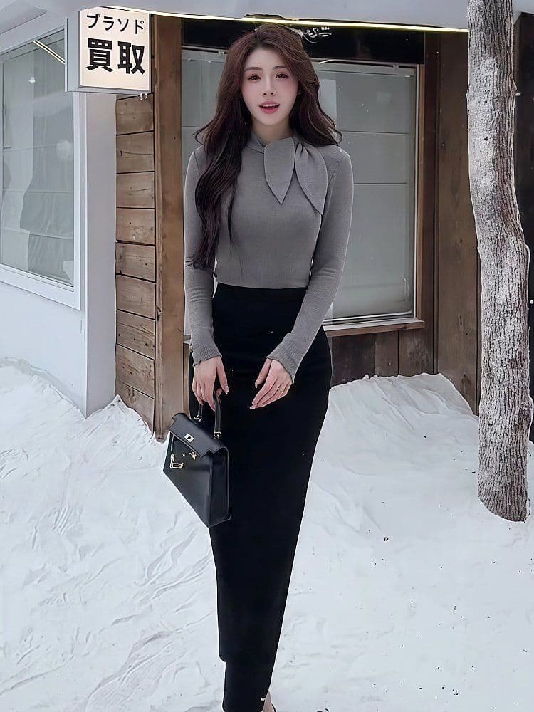 모방 면 고급 센스 품격 레이스업 긴팔 맨위 기본 셔츠 봄 가을 몸매 가꾸기 슬림해 보이는 티셔츠 여성 상세 이미지 7
