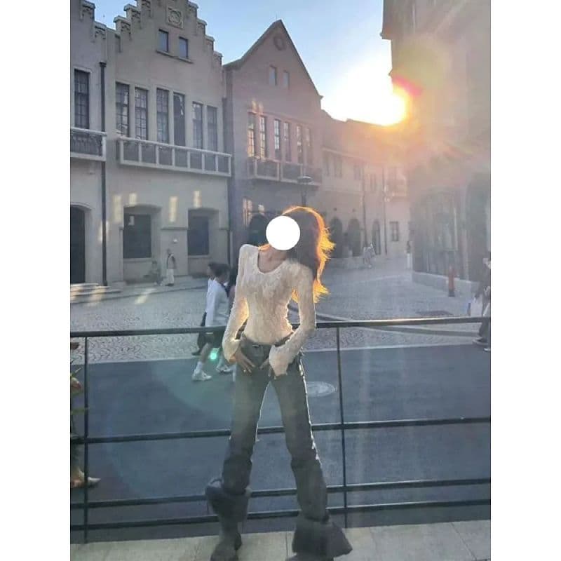 있음 네리 한 부서 레이스 기본 셔츠 티셔츠 여성 긴 소매 고급 센스 가을 겨울 인사이드 잡아라. 의류 상세 이미지 3