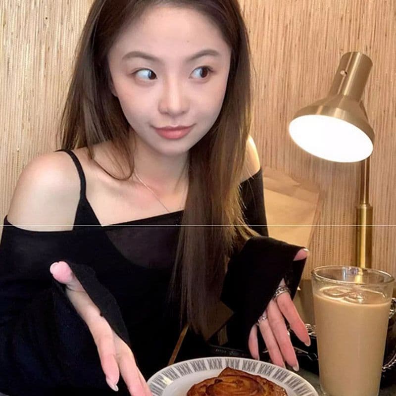 오프숄더 얇은 스타일 자외선 차단 긴팔 티셔츠 여성 여름 순수한 욕망 핫걸 맨위 슬립 투피스 슈트 이미지 2