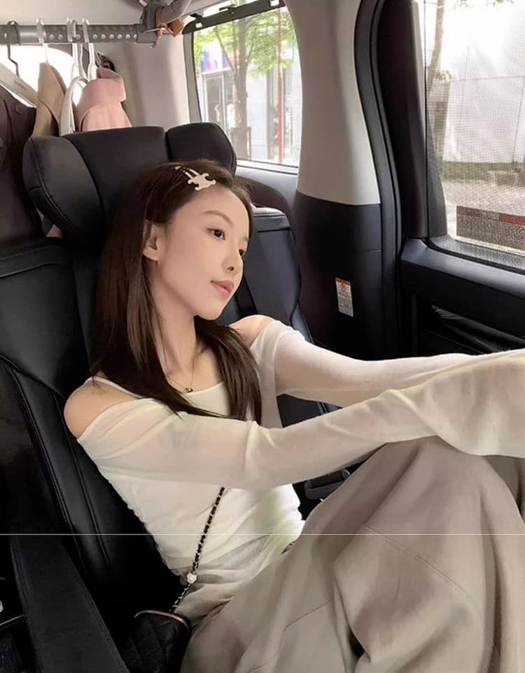 오프숄더 얇은 스타일 자외선 차단 긴팔 티셔츠 여성 여름 순수한 욕망 핫걸 맨위 슬립 투피스 슈트 상세 이미지 6