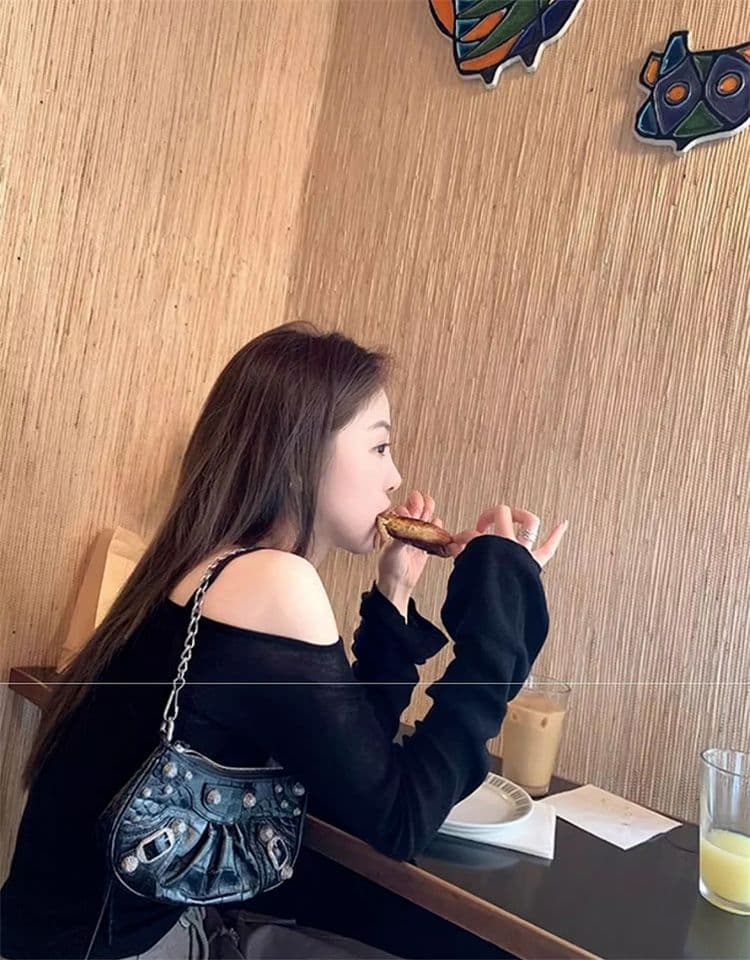 오프숄더 얇은 스타일 자외선 차단 긴팔 티셔츠 여성 여름 순수한 욕망 핫걸 맨위 슬립 투피스 슈트 상세 이미지 7