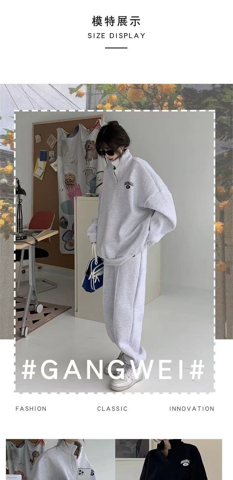 후드티 웨이 바지 세트 여성 2026 년 가을 겨울 새로운 털이 있는 튀김 거리 패션 캐주얼 러닝 운동복 투피스 세트 상세 이미지 4