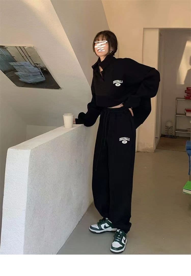 후드티 웨이 바지 세트 여성 2026 년 가을 겨울 새로운 털이 있는 튀김 거리 패션 캐주얼 러닝 운동복 투피스 세트 상세 이미지 18