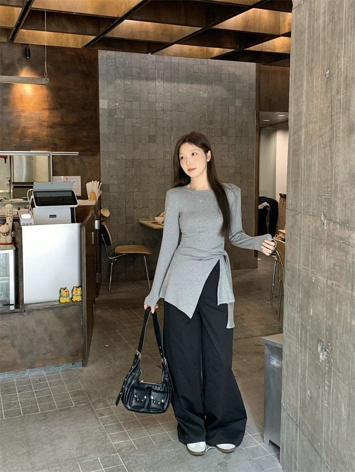 모달 사람들 면 화이트 티셔츠 여성 가을 표지 고기 슬림해 보이는 긍정적 인 어깨 동정 트임 불규칙 맨위 상세 이미지 28