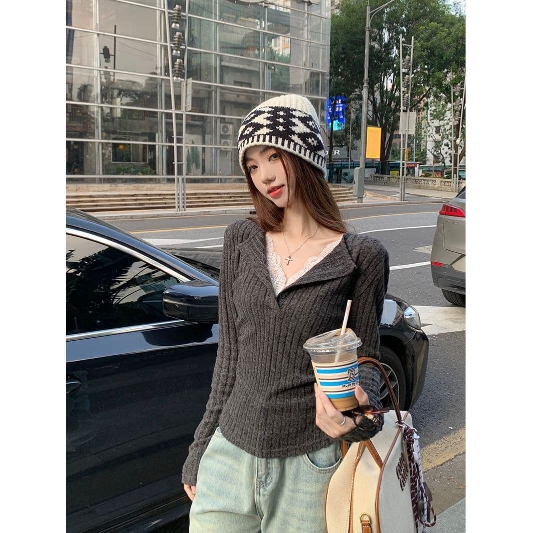 사람들 면 구덩이 기사 연삭 털 레이스 조각 폴로 칼라 긴팔 맨위 오픈 가디건 여성 가을 겨울 몸매 가꾸기 슬림해 보이는 맨위 이미지 2
