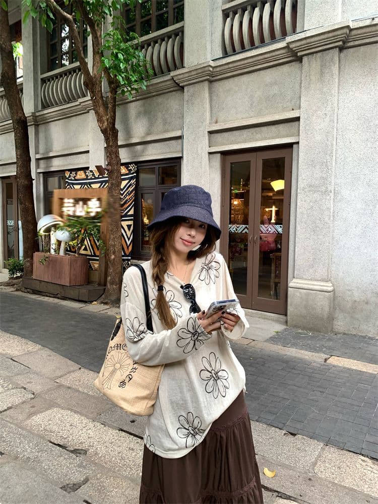 눈꽃 면 디자인 센스 달콤함 프린트 긴팔 티셔츠 여성 여름 캐주얼 루즈핏 작은 대중 슬림해 보이는 맨위 상세 이미지 13
