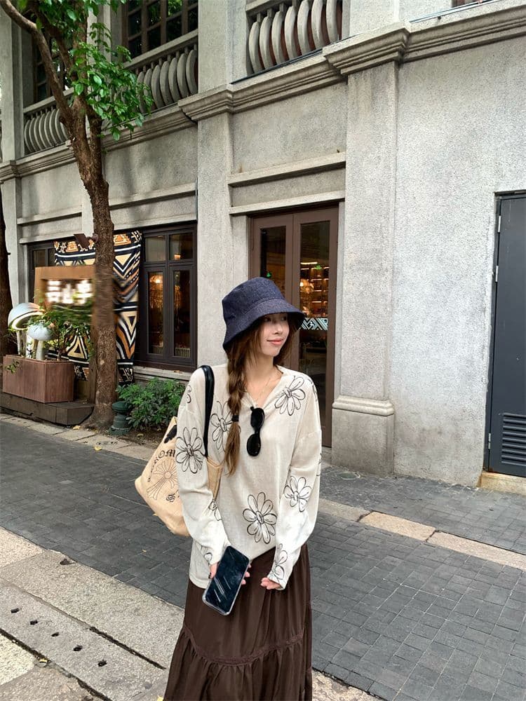 눈꽃 면 디자인 센스 달콤함 프린트 긴팔 티셔츠 여성 여름 캐주얼 루즈핏 작은 대중 슬림해 보이는 맨위 상세 이미지 14